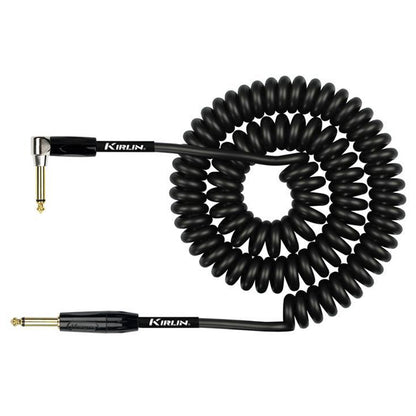 Kirlin IPK-222BFGL /BKE 10 Meter Premium Coil L Right Angle Gold Plated Instrument Cable For Electric Acoustic Bass Guitar - Black