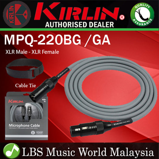 Kirlin MPQ-220BG /GA 3 Meter Stage Microphone Cable Metal Connector XLR Male to XLR Female Mic Cable - Gray