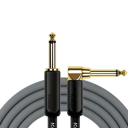 Kirlin IP-182BEGL /GA Stage L Right Angle Gold Plated Instrument Cable For Electric Acoustic Bass Guitar Amplifier - Gray