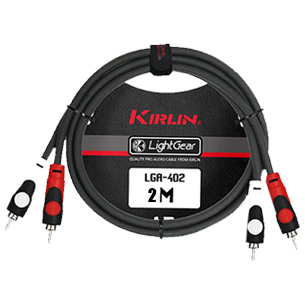 Kirlin LGA-402 2 Meter Dual RCA To RCA Stereo Plug LightGear Interconnect Patch Cable for AV Speaker Amplifier Receiver and Hifi Black