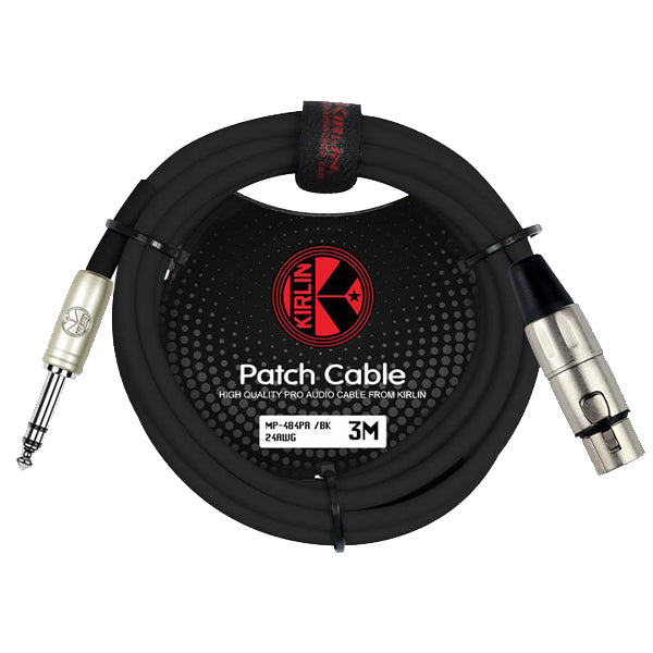 Kirlin MP-484PR 3 Meter XLR Female to 1/4 Inch TRS Plug Microphone Audio Mic Cable - Black
