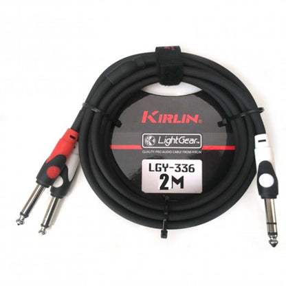 Kirlin LGY-336 1/4 Inch TRS Stereo to Dual 1/4 Inch Mono Tip Ring LightGear Y Audio Jack Cable Adapter- 2 Meter Black