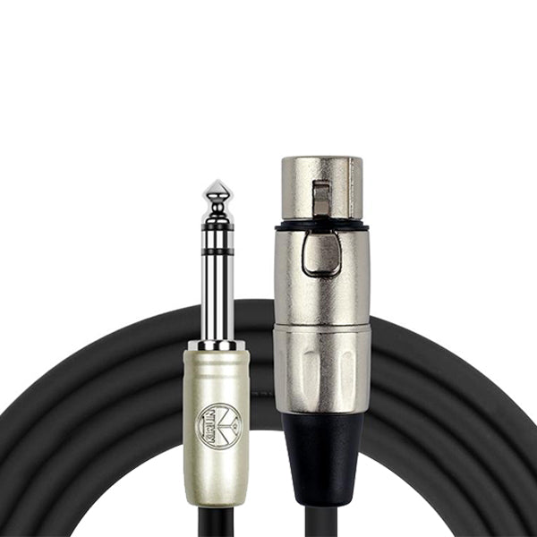 Kirlin MP-484PR 3 Meter XLR Female to 1/4 Inch TRS Plug Microphone Audio Mic Cable - Black