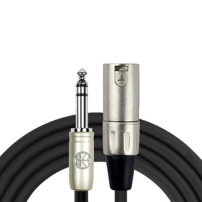 Kirlin MP-483PR 3 Meter XLR Male to 1/4 Inch TRS Audio Plug Monitor Speaker Cable - Black