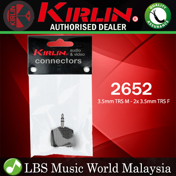 Kirlin 2652 Adapter 3.5mm TRS Male to Dual 3.5mm TRS Female Audio Jack Nickel Plated