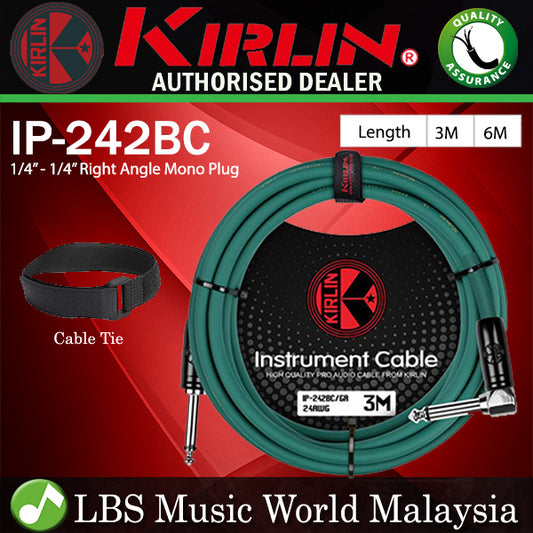 Kirlin Cable IP-242BC Mono Plug Instrument Cable for Electric Guitar Amp Keyboard Bass Amplifier Drum - Green