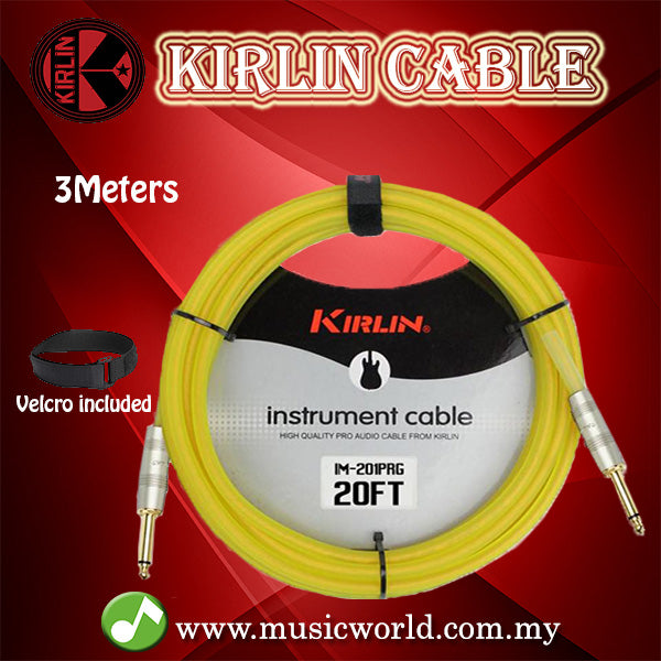 Kirlin Cable IM-201PRG Yellow Instrument Cable Mono Plug 3 Meter Guitar Cable