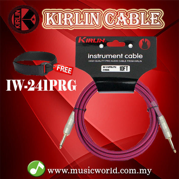 Kirlin IW-241PRG /PU 6 Meter Original Gold Woven Instrument Cable Electric Guitar Amp Keyboard Bass Amplifier Drum Purple