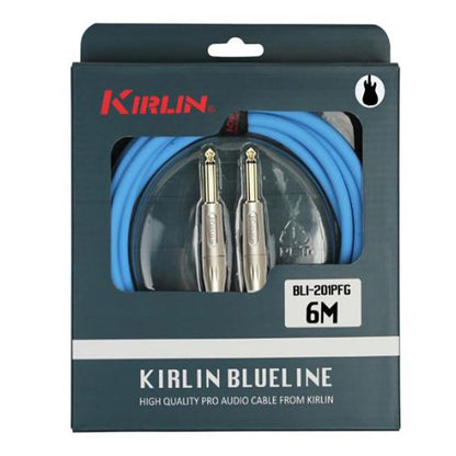 Kirlin BLI-201PFG /BE 6 Meter BlueLine Gold Plated Instrument Cable For Electric Acoustic Bass Guitar Speaker Amp Keyboard Drum Amplifier - Blue