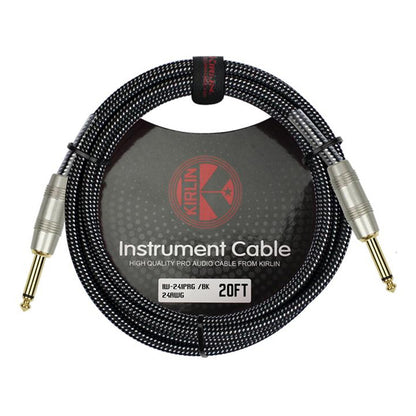 Kirlin IW-241PRG /BK Original Gold Woven Instrument Cable Electric Guitar Amp Keyboard Bass Amplifier Drum - Black