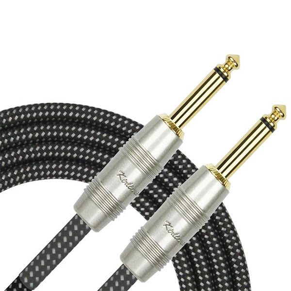 Kirlin IW-241PRG /BK Original Gold Woven Instrument Cable Electric Guitar Amp Keyboard Bass Amplifier Drum - Black
