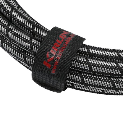 Kirlin IWB-202BEGL Premium Plus Gold Jack Woven Instrument Cable For Electric Acoustic Bass Guitar Speaker Amp Keyboard Drum Amplifier - Metallic Black