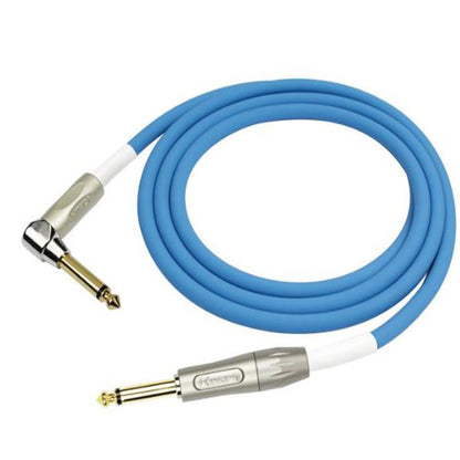 Kirlin BLI-202PFGL /BE 3 Meter BlueLine L Gold Plated Instrument Cable for Electric Acoustic Bass Guitar Speaker Amp Keyboard Drum Amplifier - Blue