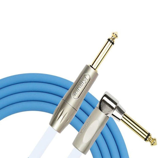 Kirlin BLI-202PFGL /BE 3 Meter BlueLine L Gold Plated Instrument Cable for Electric Acoustic Bass Guitar Speaker Amp Keyboard Drum Amplifier - Blue