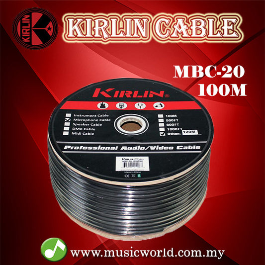Kirlin MBC-20 100 Meter Microphone Mic Cable Bulk Black