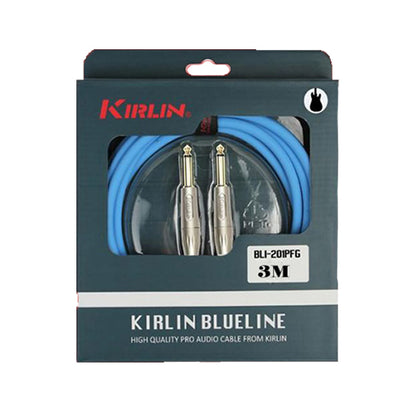 Kirlin BLI-201PFG /BE 3 Meter BlueLine Gold Plated Instrument Cable For Electric Acoustic Bass Guitar Speaker Amp Keyboard Drum Amplifier - Blue
