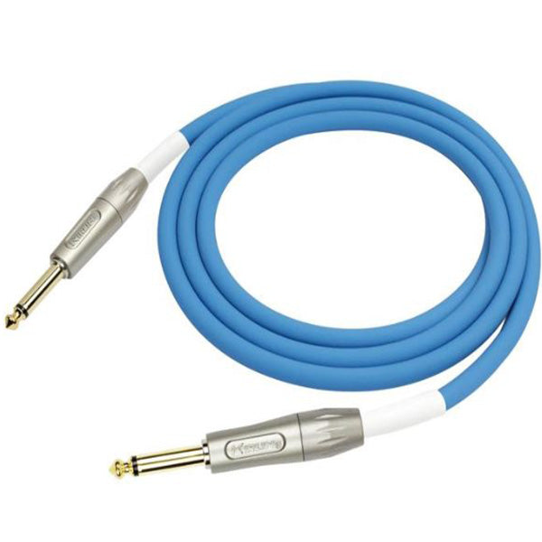 Kirlin BLI-201PFG /BE 3 Meter BlueLine Gold Plated Instrument Cable For Electric Acoustic Bass Guitar Speaker Amp Keyboard Drum Amplifier - Blue