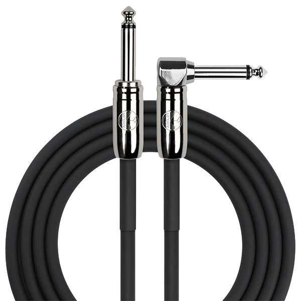 Kirlin Cable IPCC-202PN Right Angle L Mono Instrument Cable For Electric Acoustic Bass Guitar Speaker Amp Keyboard Bass Amplifier Drum - Black