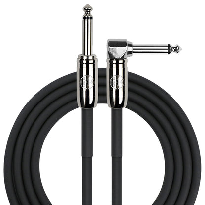 Kirlin Cable IPCC-202PN Right Angle L Mono Instrument Cable For Electric Acoustic Bass Guitar Speaker Amp Keyboard Bass Amplifier Drum - Black