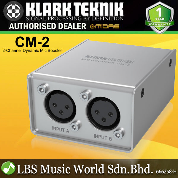 Klark Teknik CM-2 Mic Booster 2 Channel Dynamic Microphone Booster with Preamps (CM2)