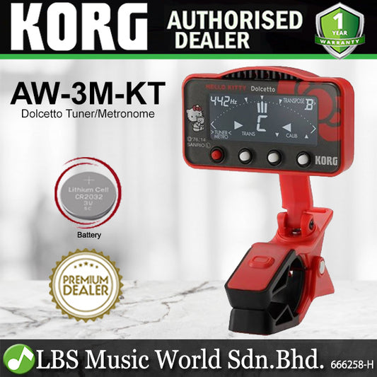Korg AW3M-KT Dolcetto Clip On Tuner or Metronome for All Orchestral Instrument- Hello Kitty Series (AW3M KT)