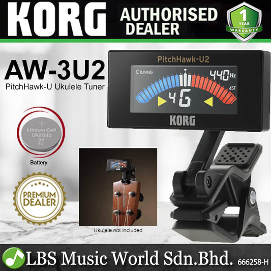 Korg AW-3U2 PicthHawk U2 Chromatic Clip On Tuner for Ukulele (AW3U2 AW 3U2)