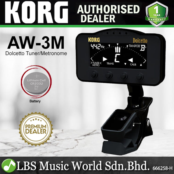 Korg AW-3M Dolcetto Clip On Tuner or Metronome for All Orchestral Instruments (AW3M AW 3M)