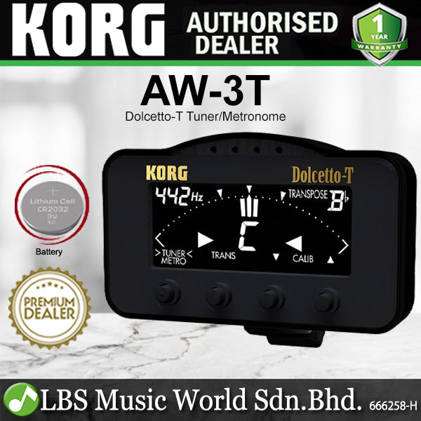 Korg AW-3T Dolcetto-T Clip On Tuner, Metronome for Trumpet and Trombone (AW3T AW 3T)