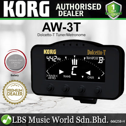 Korg AW-3T Dolcetto-T Clip On Tuner, Metronome for Trumpet and Trombone (AW3T AW 3T)