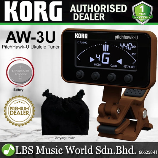 Korg AW-3U PitchHawk-U Clip On Tuner for Ukulele with Adjustable Arm (AW3U AW 3U)