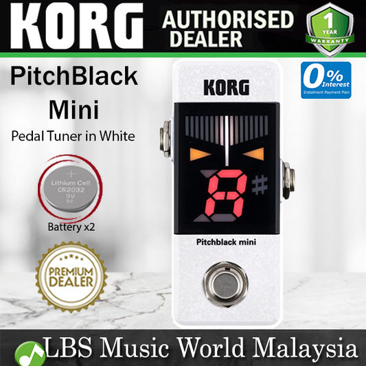 Korg PitchBlack Mini Pedal Tuner Compact Size for Electric Guitar - White (PB-Mini)