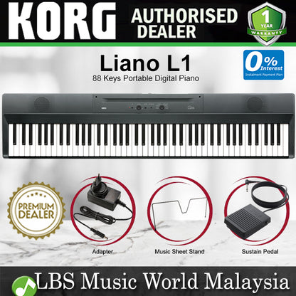 Korg Liano L1 88 Keys Portable Digital Piano with Music Stand and Pedal Switch (Liano L-1)