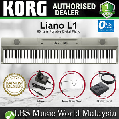Korg Liano L1 88 Keys Portable Digital Piano with Music Stand and Pedal Switch (Liano L-1)