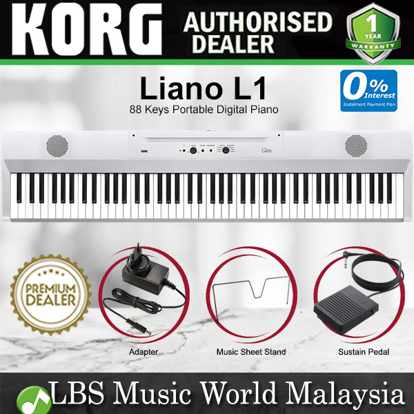 Korg Liano L1 88 Keys Portable Digital Piano with Music Stand and Pedal Switch (Liano L-1)