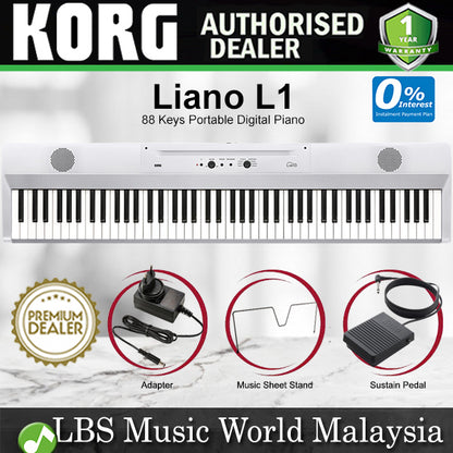 Korg Liano L1 88 Keys Portable Digital Piano with Music Stand and Pedal Switch (Liano L-1)