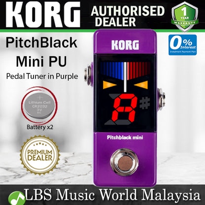 Korg Pitchblack Mini Compact Regular Strobe Pedal Tuner for Effect Board Purple (PB-Mini PB Mini)