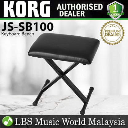 Korg JS-SB100 Keyboard Small X Style Bench Padded Seat Steel Construction Black (JSSB100 JS SB100)