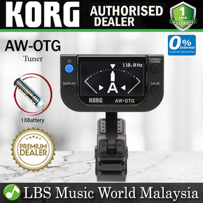 Korg AW-OTG OLED Display Clip On Guitar Tuner Black (AW OTG)