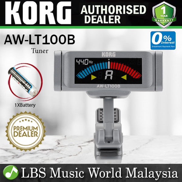 Korg AW-LT100B Clip On Bass Tuner with Colour Display Gray (AW LT100B)