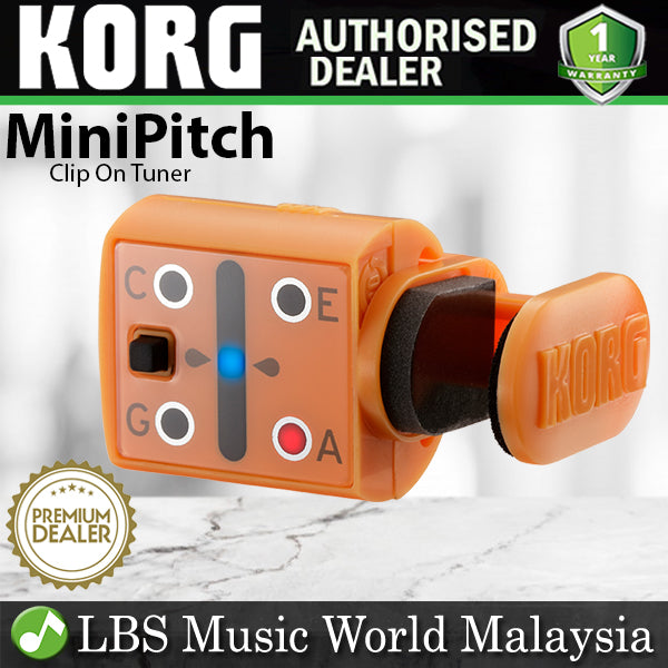 Korg MiniPitch Compact Miniature Clip On Ukulele Tuner with LED Display Orange (Mini Pitch)