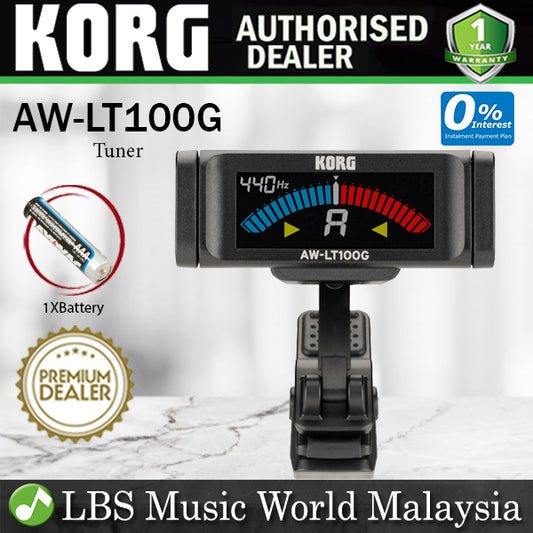 Korg AW-LT100G Clip On Guitar Tuner with Colour Display Black (AWLT100G)