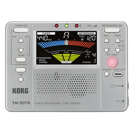Korg TM-50TR Tuner Metronome Tone Trainer Silver (TM50TR)