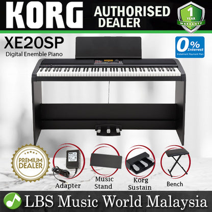 Korg XE20SP 88 Key Digital Ensemble Piano with Hammer Action with 3 Pedal Unit and Wooden Stand (XE20 SP)