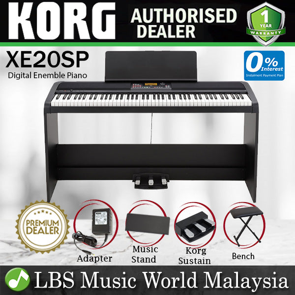 Korg XE20SP 88 Key Digital Ensemble Piano with Hammer Action with 3 Pedal Unit and Wooden Stand (XE20 SP)