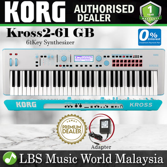 Korg Kross 2 EX 61 Key GB Gray Blue Music Workstation Portable Keyboard (Kross2 KrossEx)