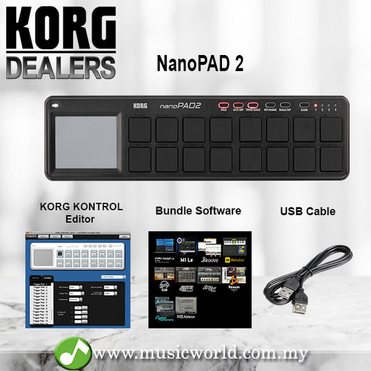 Korg nanoPAD 2 Midi USB Controller Black With Software Slim Line (Nano Pad NanoPad2)