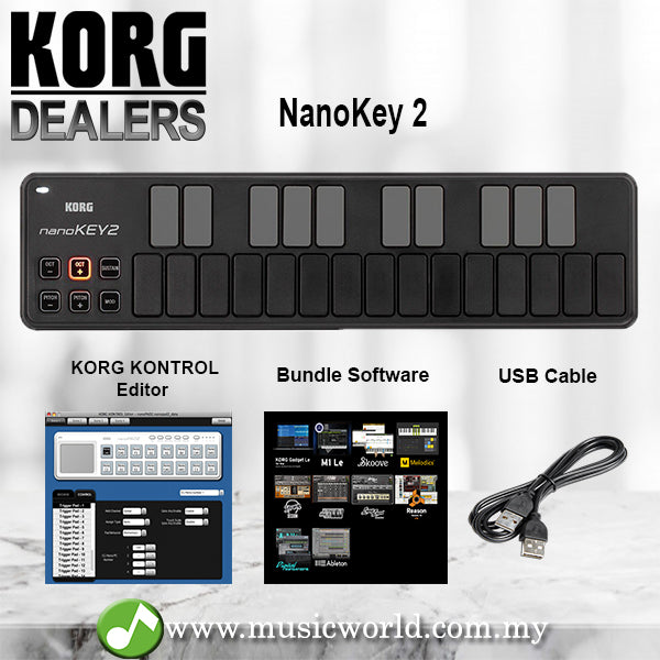 KORG nanoKEY 2 Midi Controller USB Keyboard Black (nano Key nanokey2)