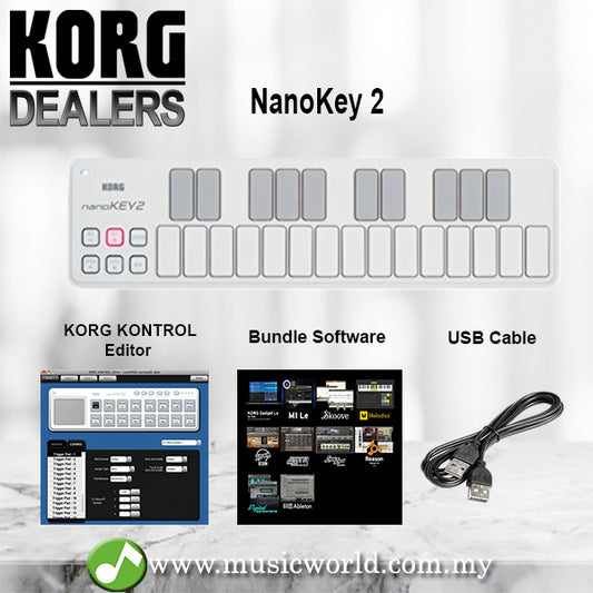 KORG nanoKEY 2 Midi Controller USB Keyboard White (nano Key nanokey2)