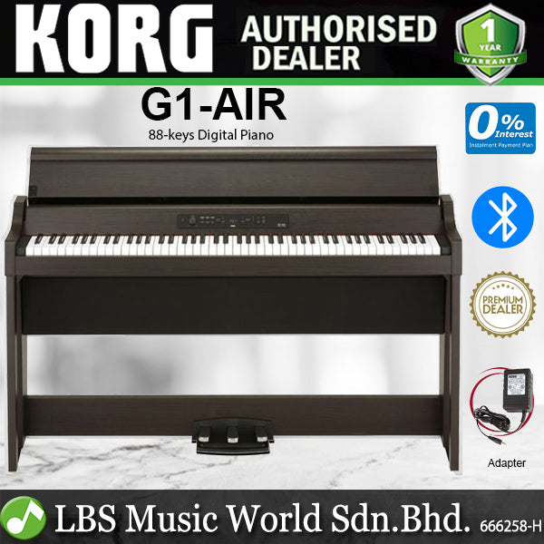 Korg G1 Air 88 Keys Digital Home Piano with Bluetooth - Brown (G-1)