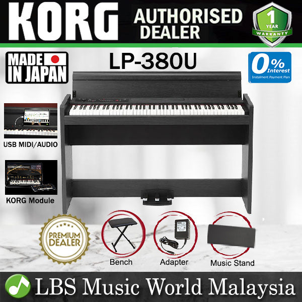 KORG LP-380U 88 Key Digital Piano Rosewood Black with Bench (LP380U LP 380U)